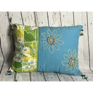 Lily Pulitzer Throw Pillow Floral Flower Green Cylinder Spring Summer Decor